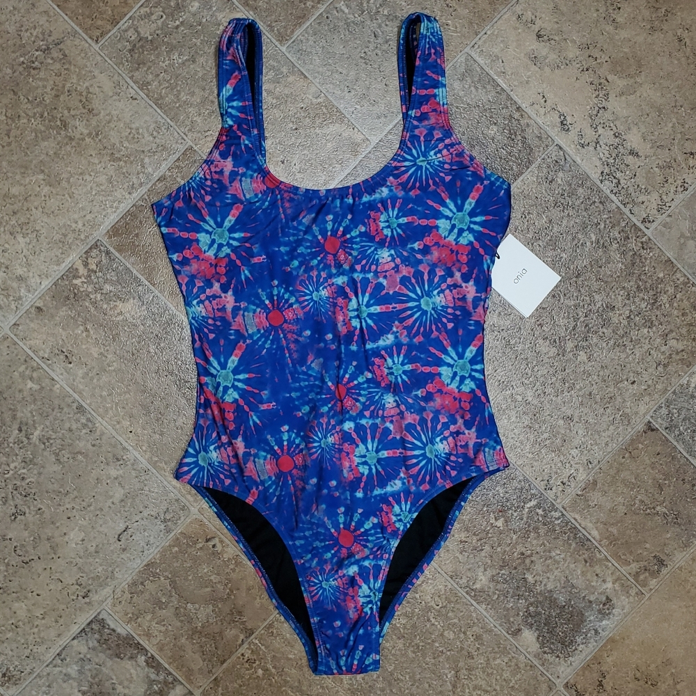 Onia Tie Dye Open Back One Piece Swimsuit